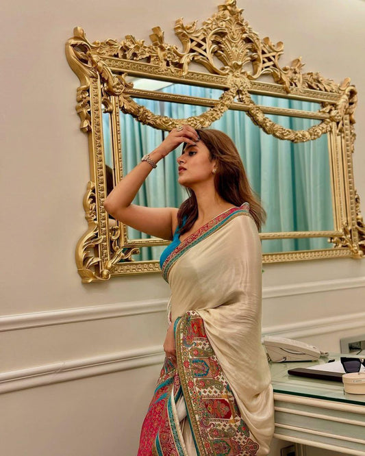 Ajrak Print Gaji Satin Silk Saree