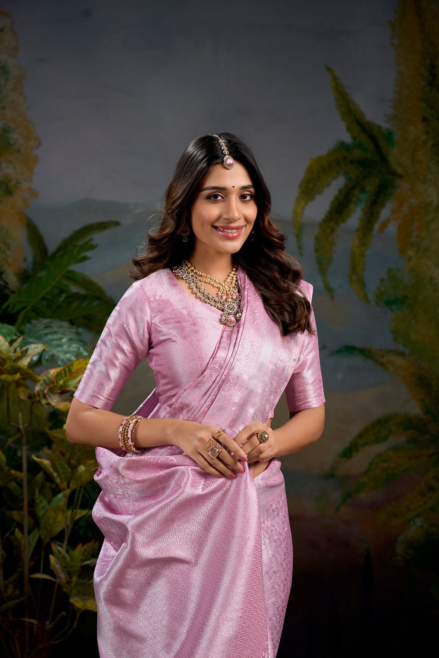 Baby Pink Wedding Wear Kanjivaram Saree