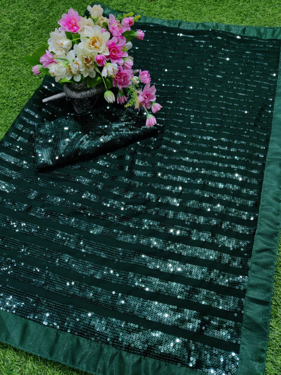 Green Designer Georgette Saree