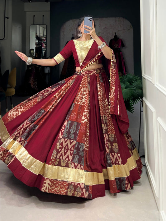Maroon Designer Navaratri Wear Lehenga Choli