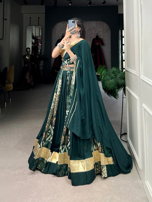 Green Designer Navaratri Wear Lehenga Choli