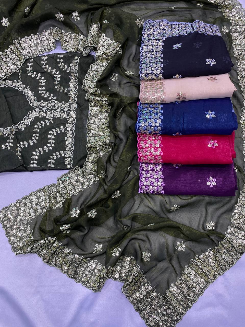 Black Modern Gold Tussar Silk Saree