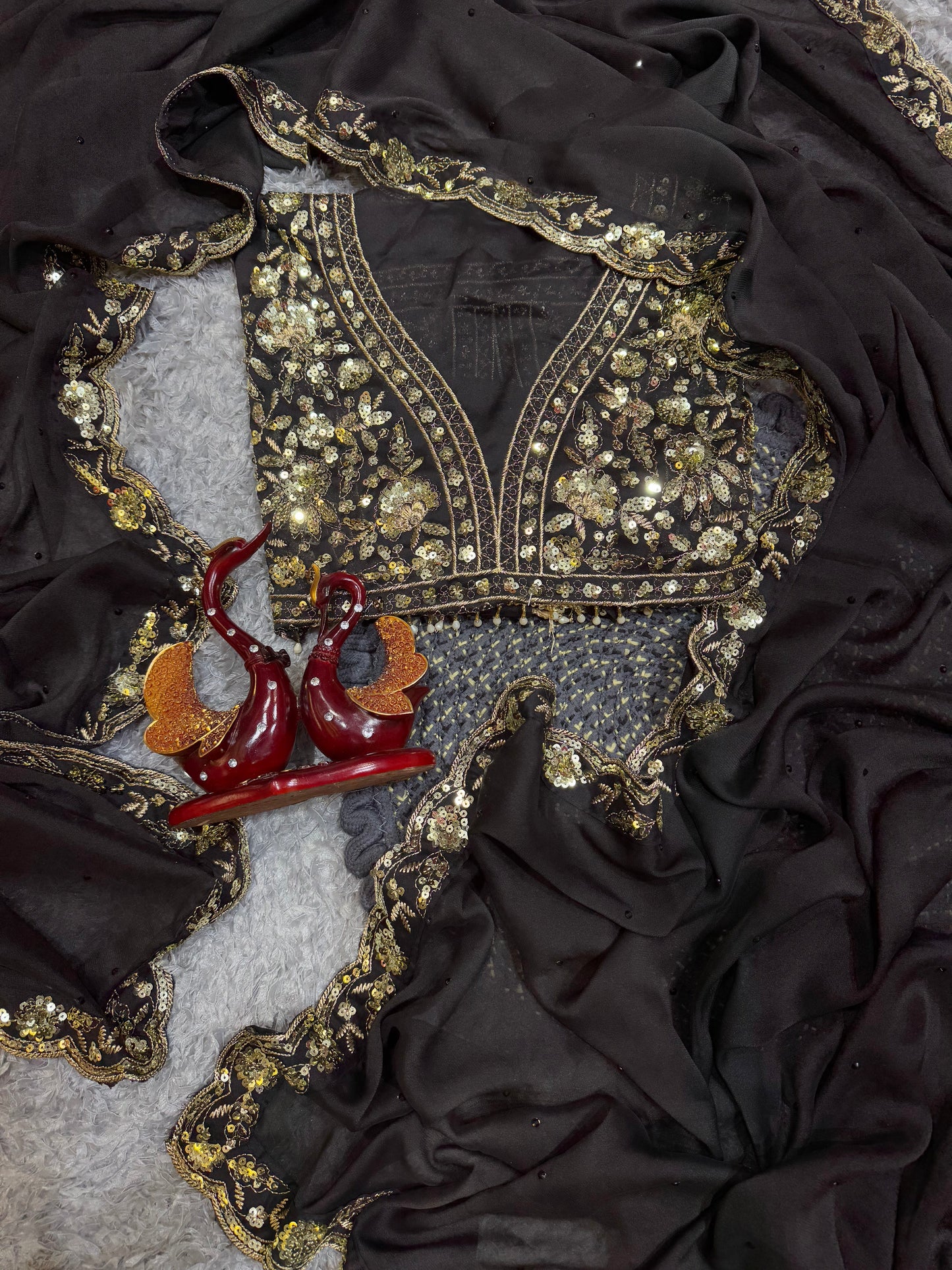 Black Stylish Party Wear Rangoli Silk Saree