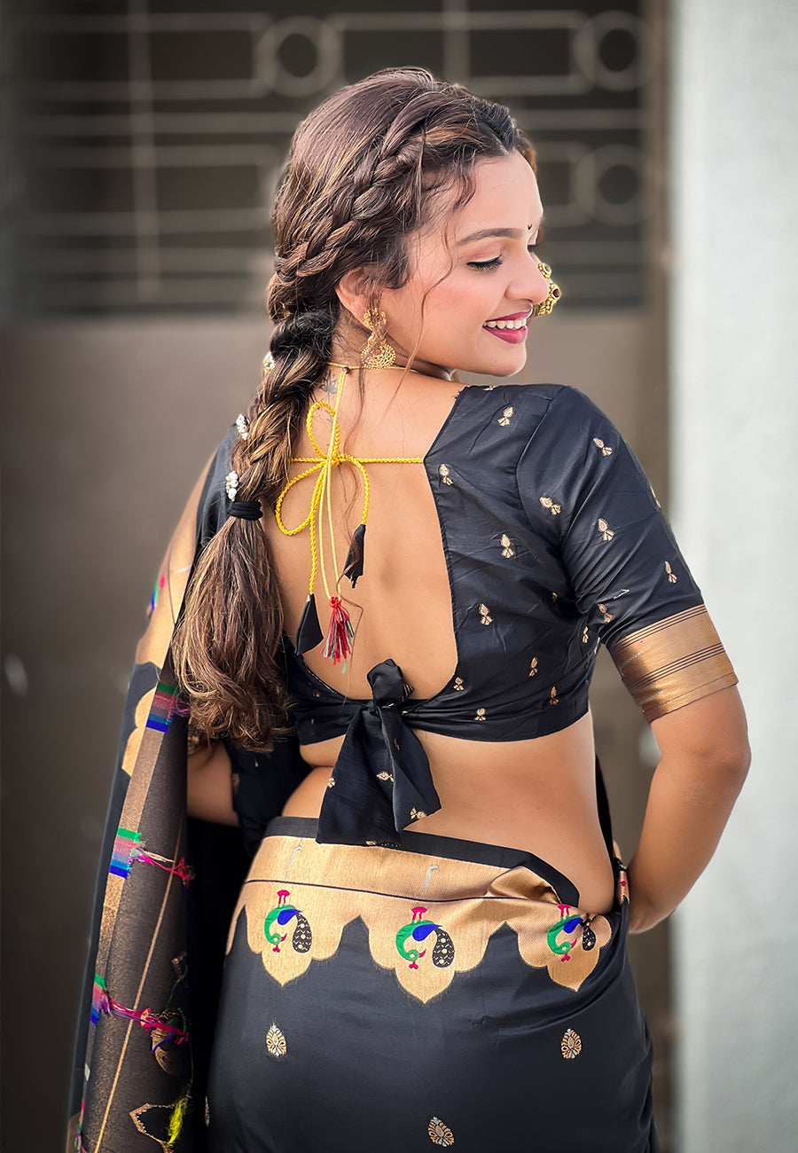 Black Wedding Wear Paithani Saree