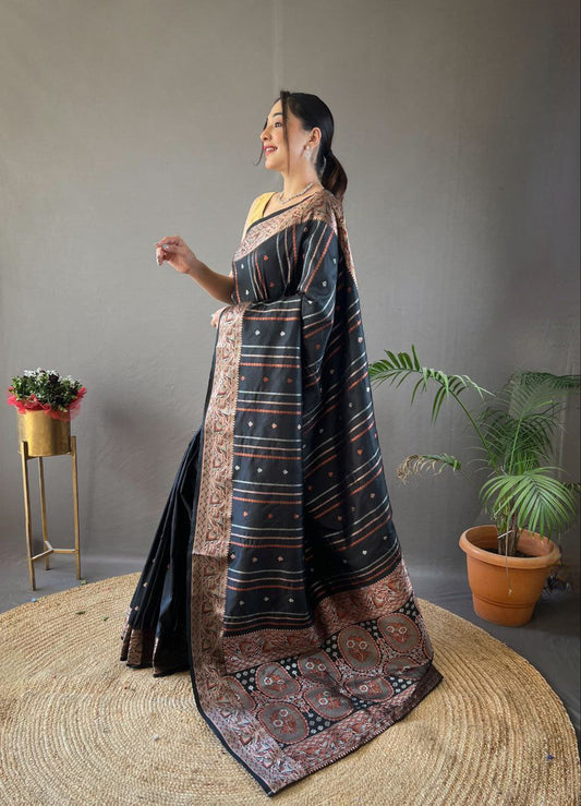 Black Wedding Wear Silk Saree