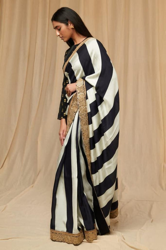 Black & White Bollywood Georgette Saree | Replica Design