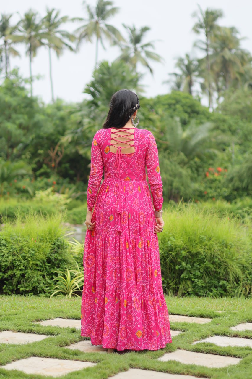 Pink Designer Navaratri Wear Gown Dress