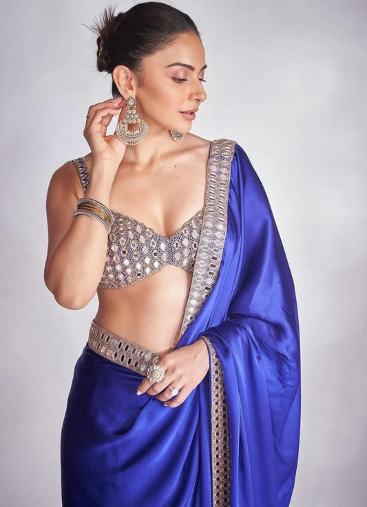 Blue Party Wear Bollywood Rangoli Silk Saree | Clone Design
