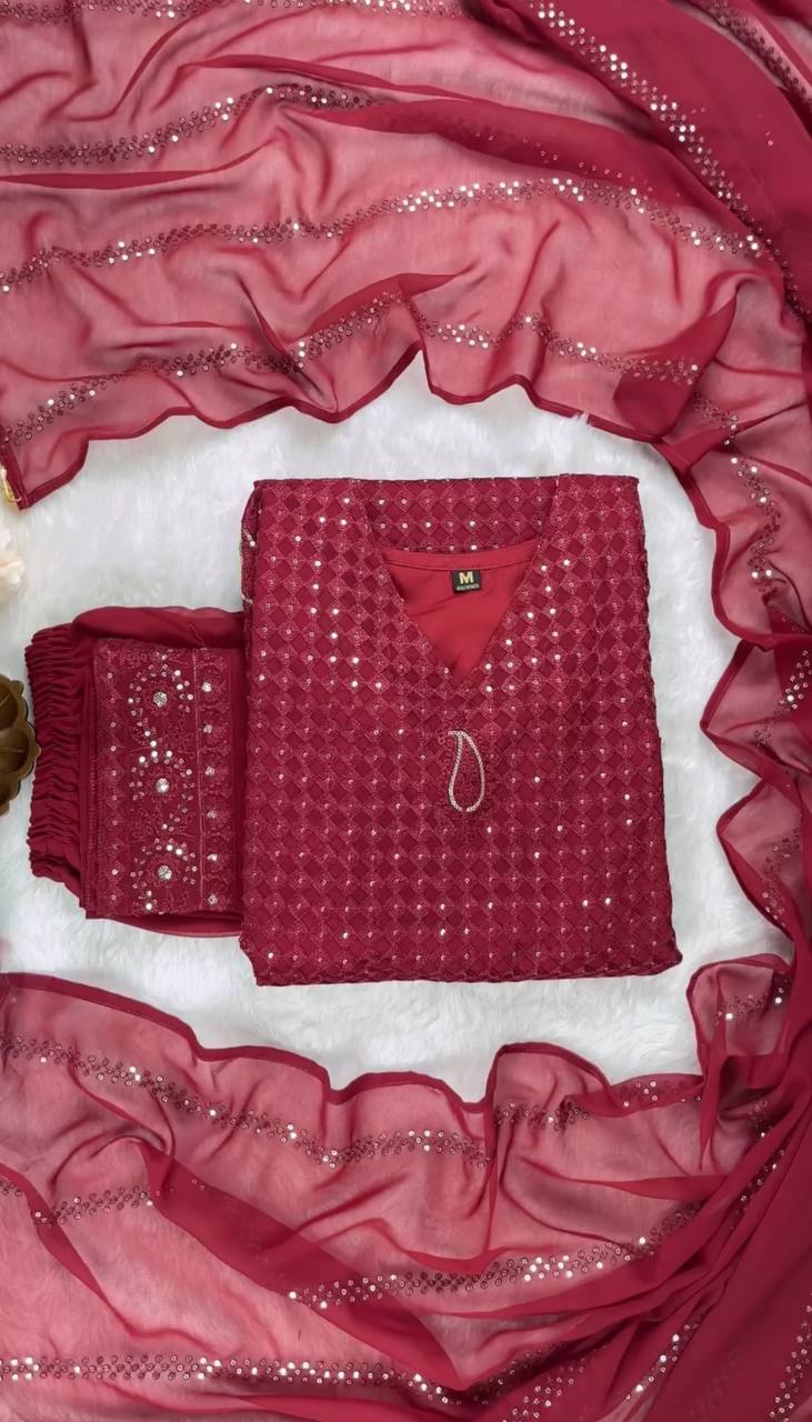 Designer Georgette Kurta Set With Dupatta