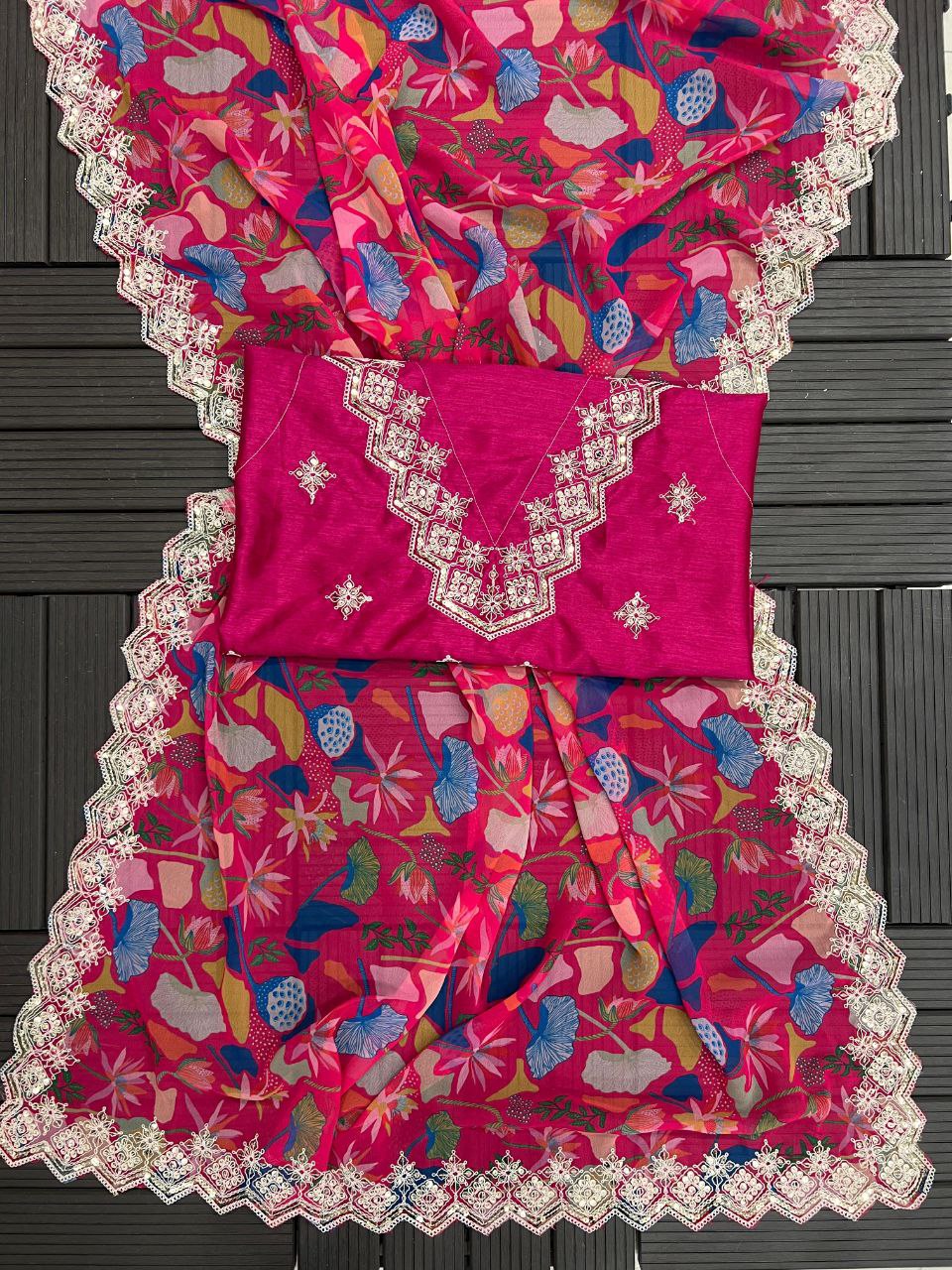 PInk Designer Georgette Saree