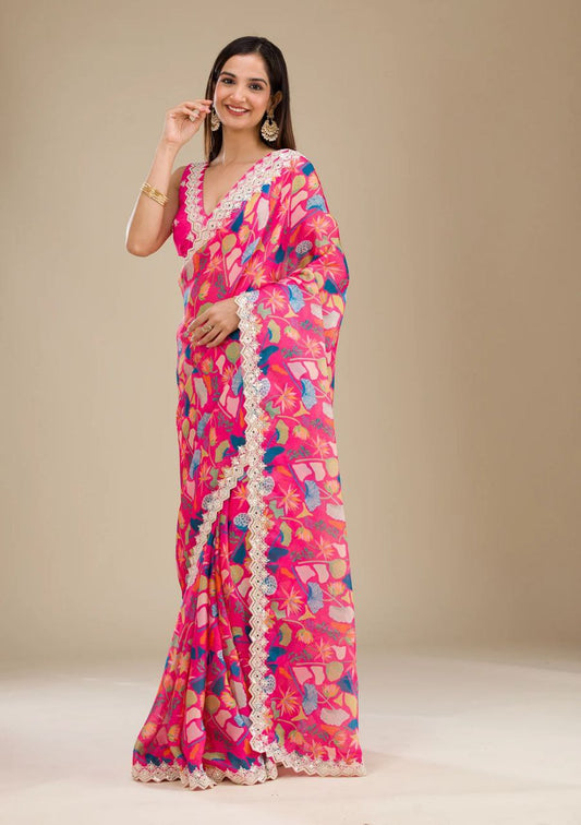 PInk Designer Georgette Saree