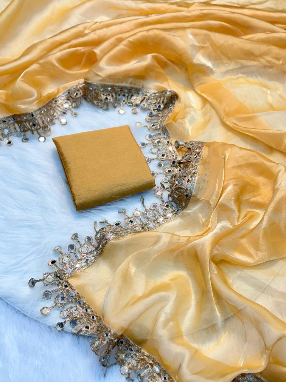 Designer Golden Tissue Silk Saree