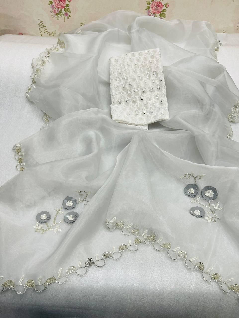 Designer Organza Silk Saree With Color Option