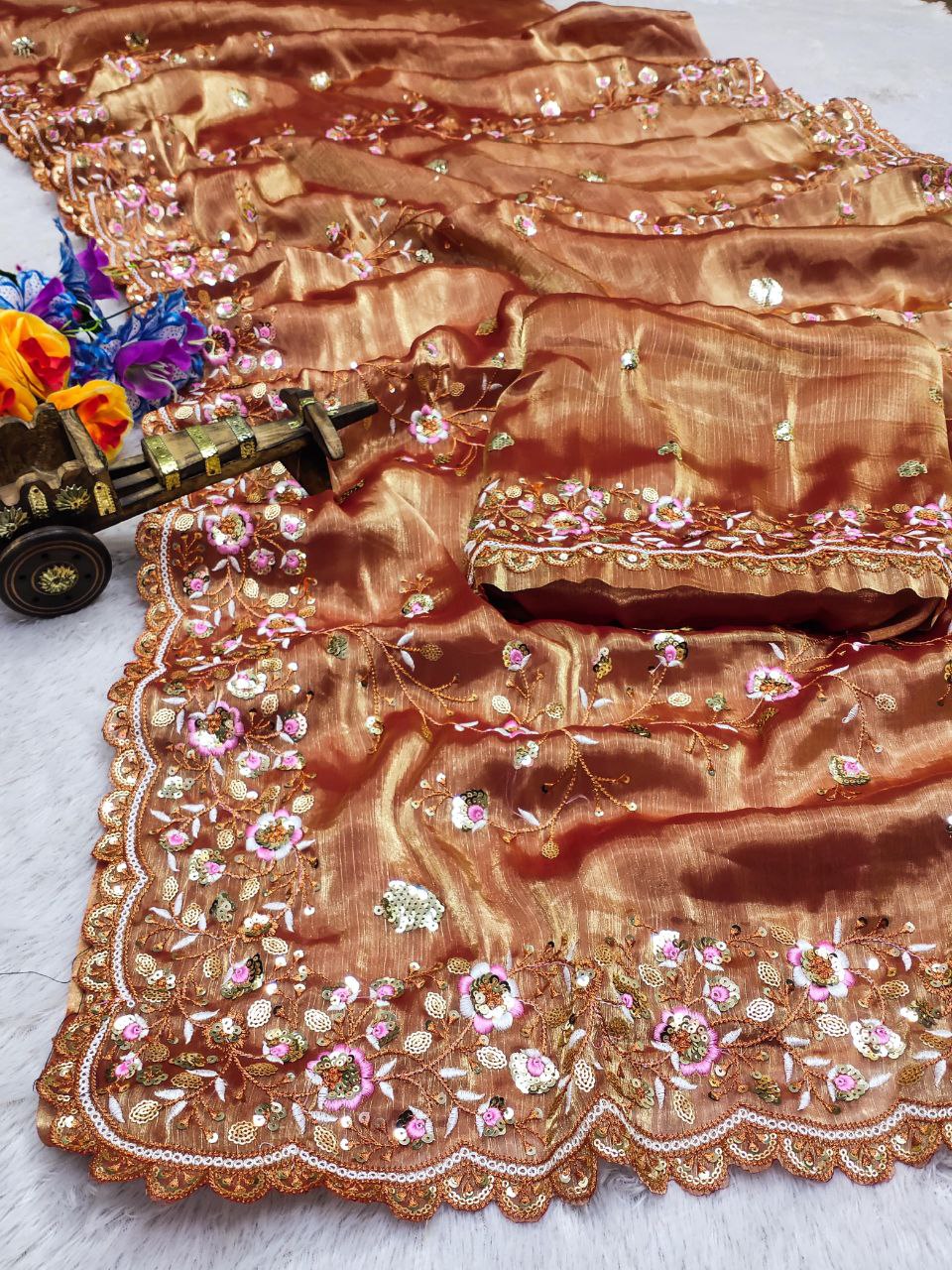 Designer Party Wear Barbari Silk Saree