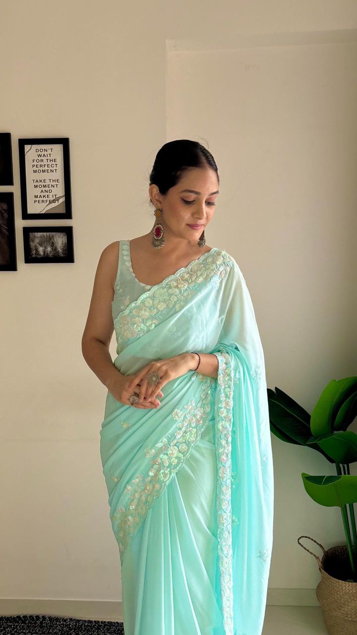 Sky Designer Party Wear Georgette Saree