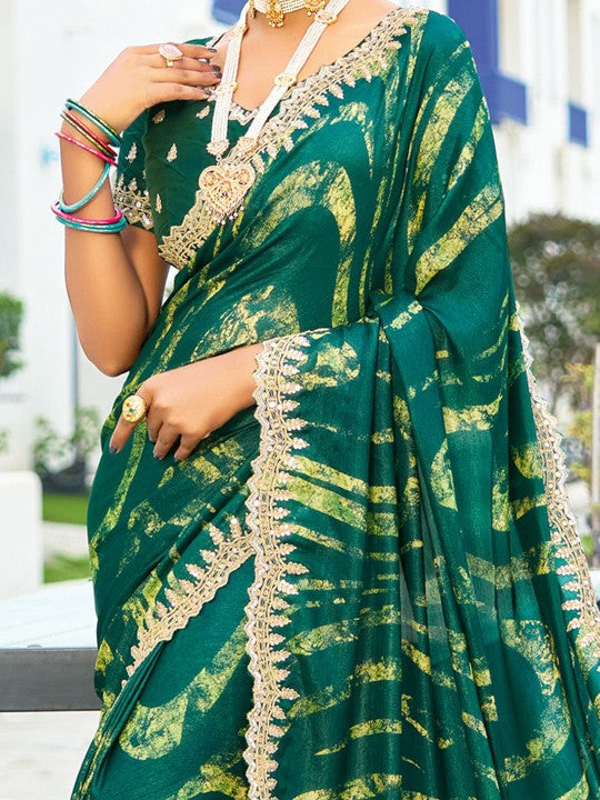 Designer Sequinced Work Chiffon Saree