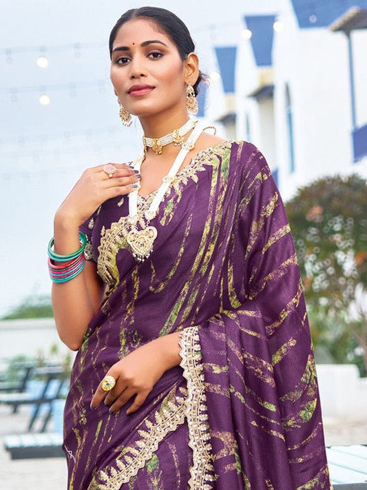 Designer Sequinced Work Chiffon Sare