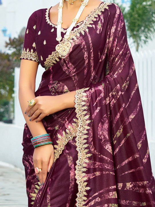 Designer Sequinced Work Chiffon Saree