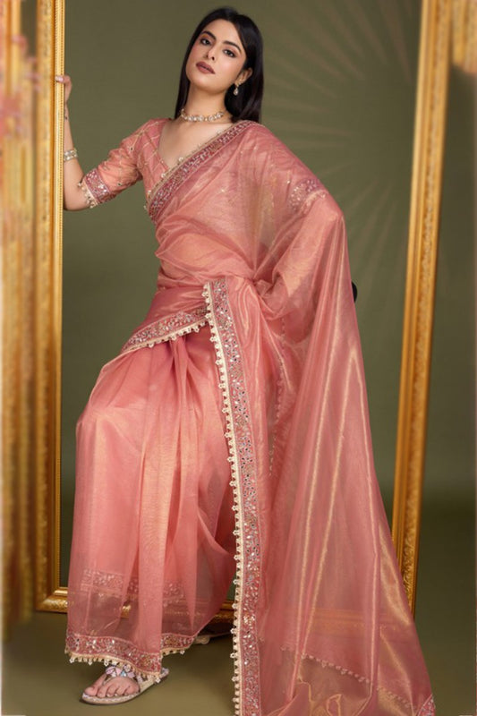 Designer Stylish Tissue Silk Saree