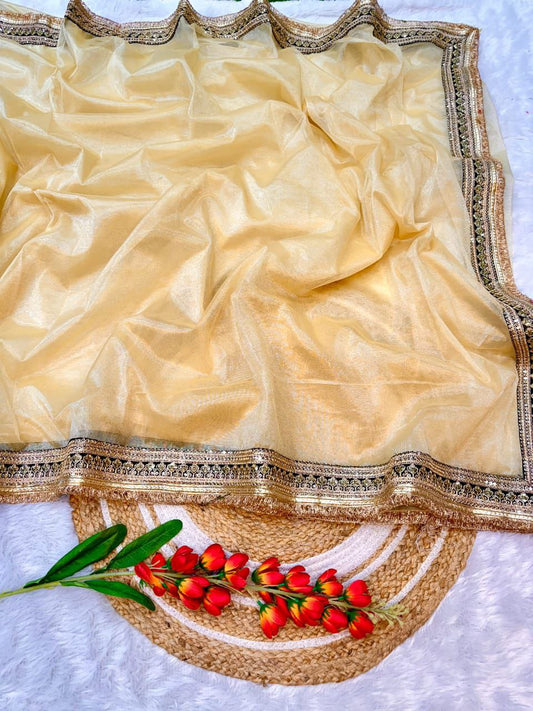 Designer Twill Net Saree With Color Option