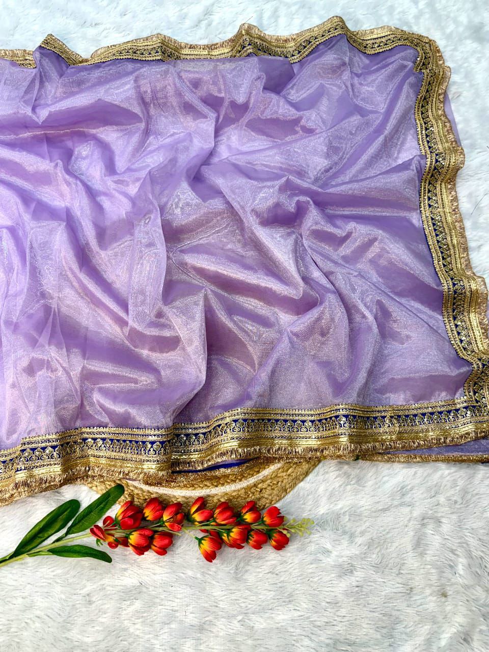 Designer Twill Net Saree With Color Option