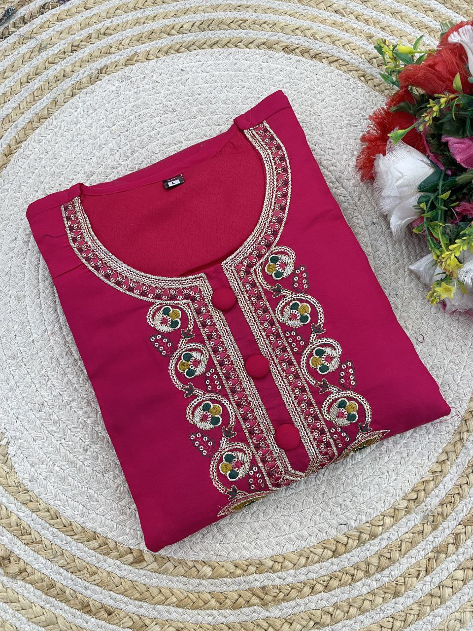 Designer Viscose Chanderi Kurta Pant With Dupatta