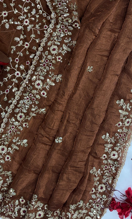 Designer Wedding Wear Fandy Chiffon Saree