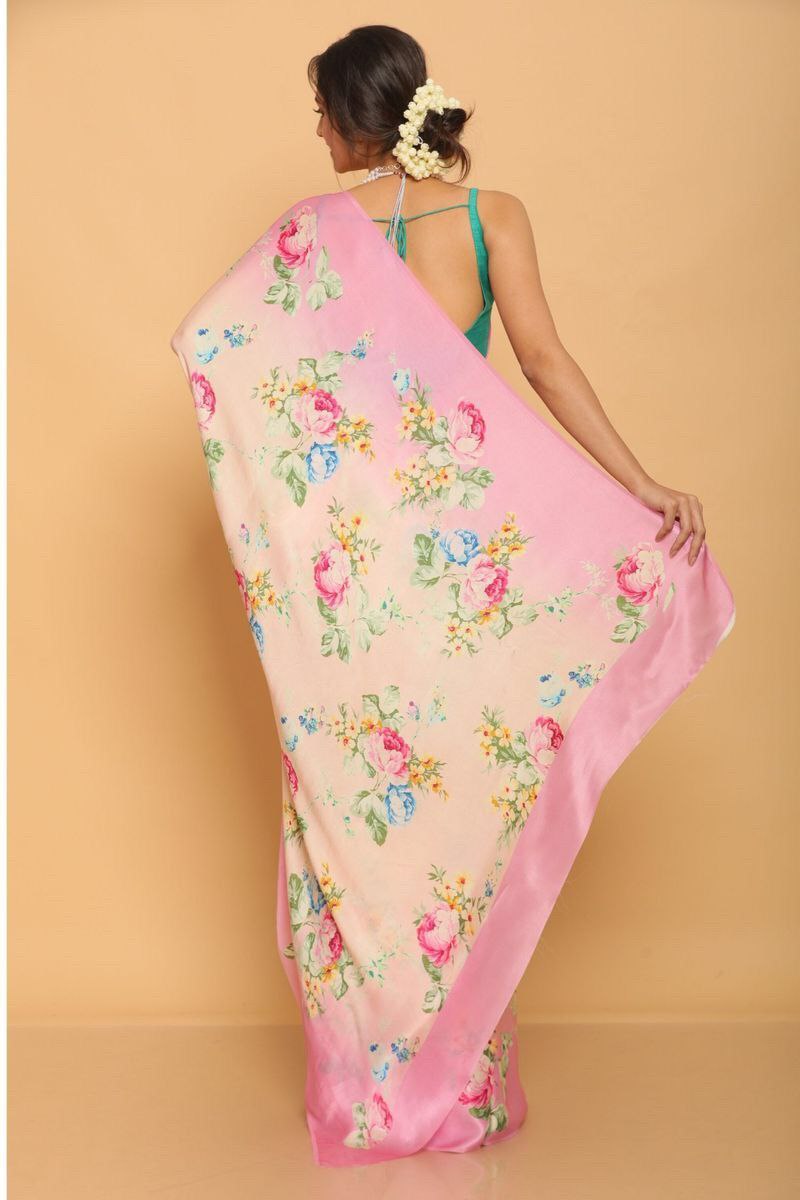 Digital Printed Japan Satin Silk Saree