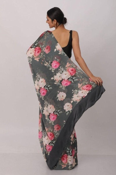 Digital Printed Japan Satin Silk Saree