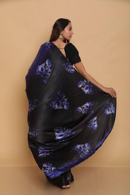 Digital Printed Japan Satin Silk Saree
