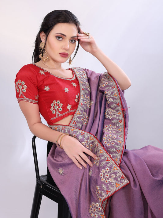 Dusty Lavender Two Tone Soft Silk Saree