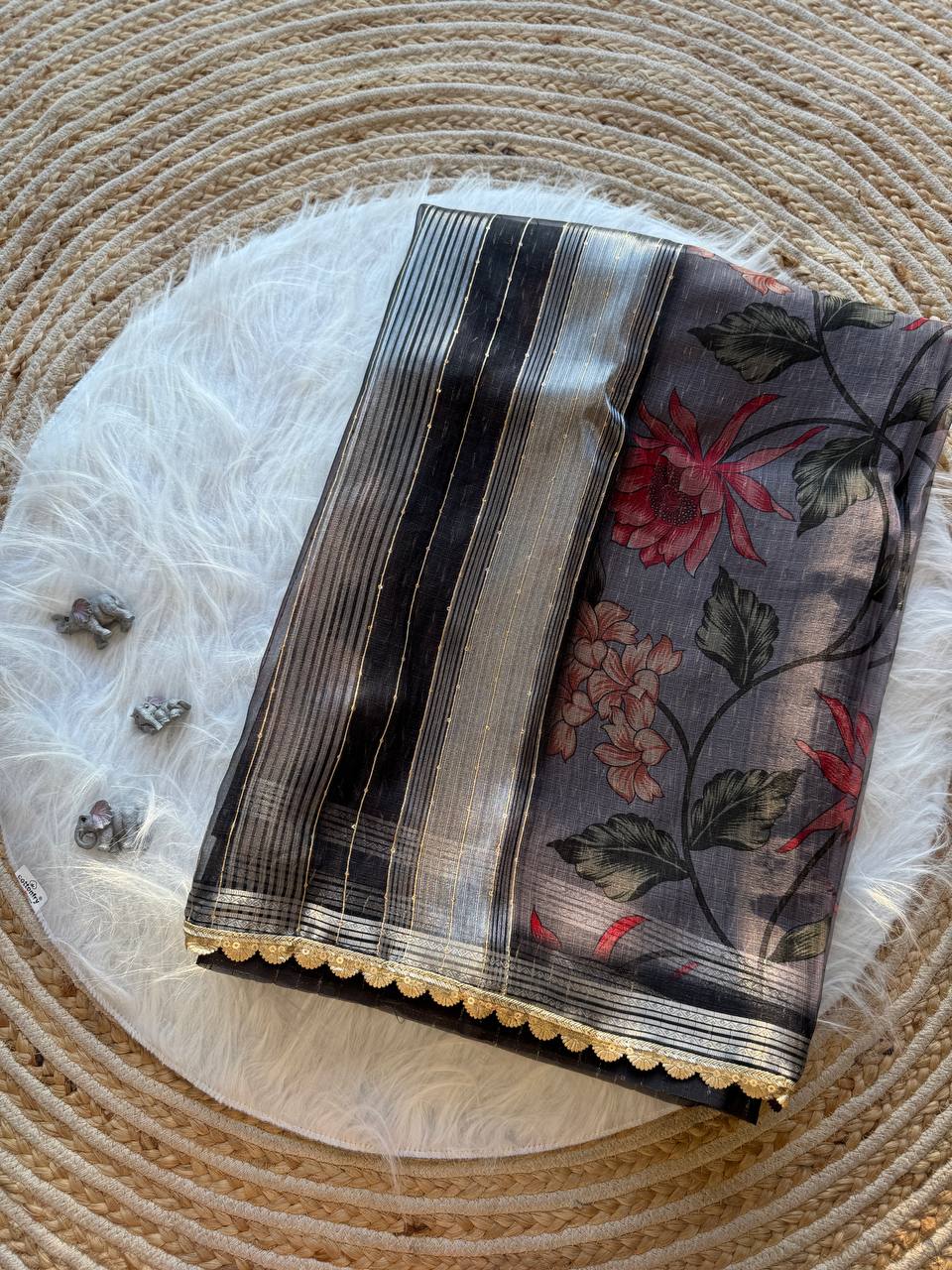 Floral Printed Designer Organza Silk Saree