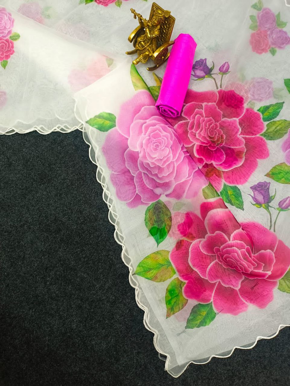 Floral Printed Organza Saree