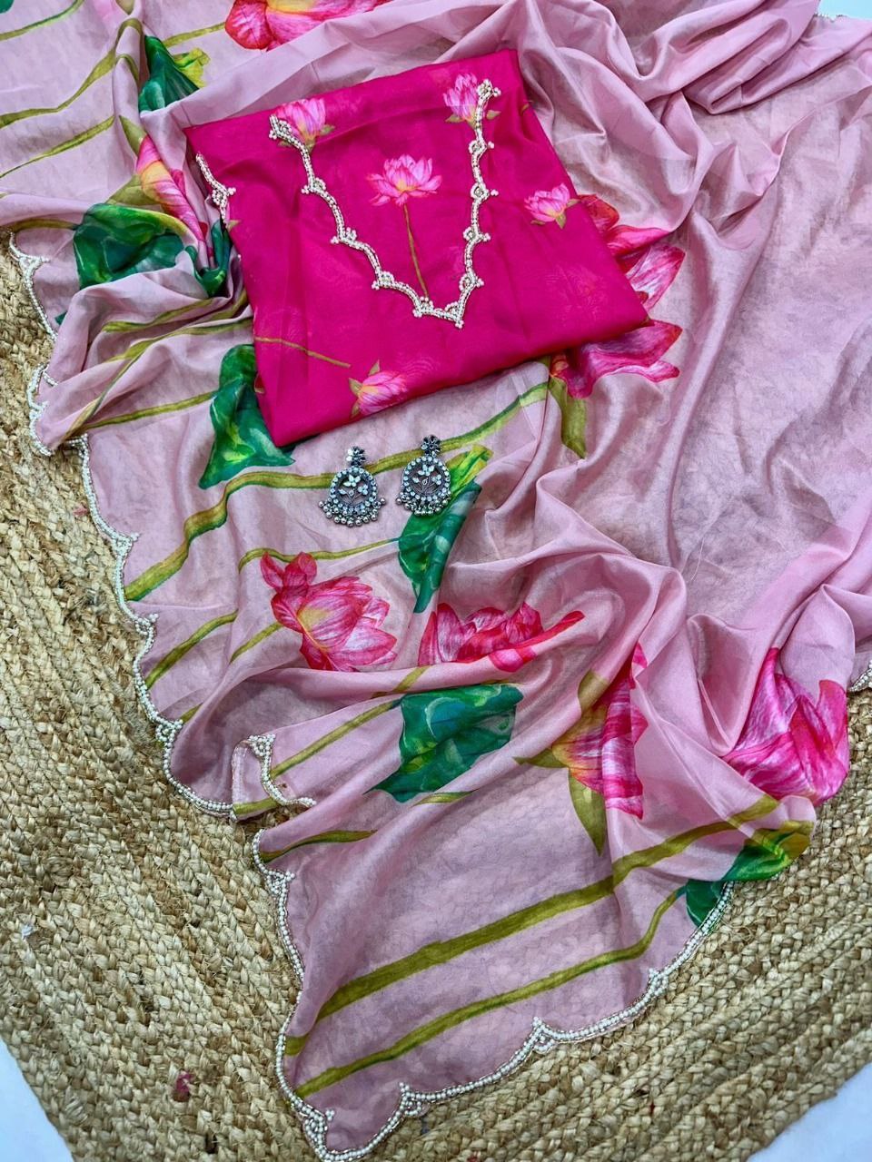 Floral Tabby Organza Silk Saree