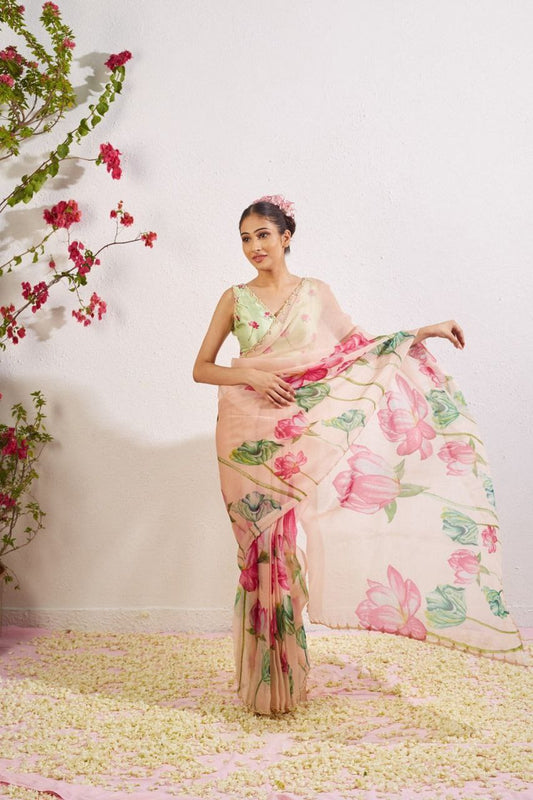 Floral Tabby Organza Silk Saree