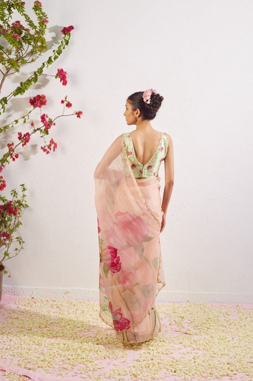 Floral Tabby Organza Silk Saree