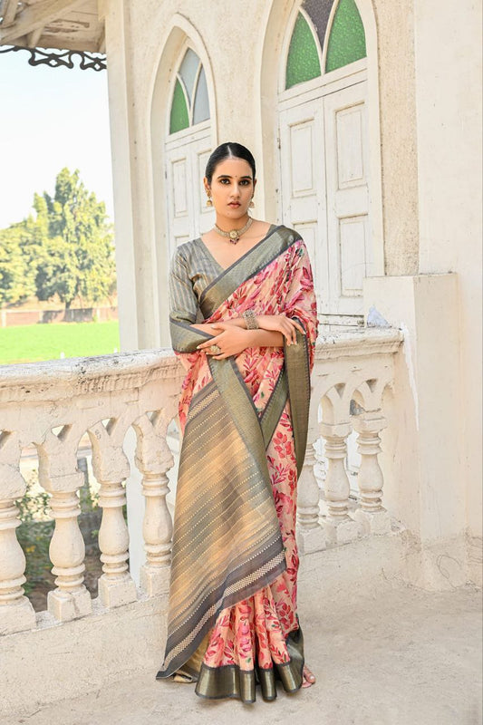 Florent Print Bhagalpuri Silk Saree