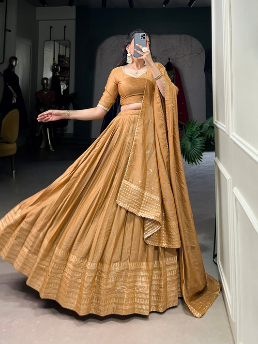 Gold Traditional Chanderi Lehenga