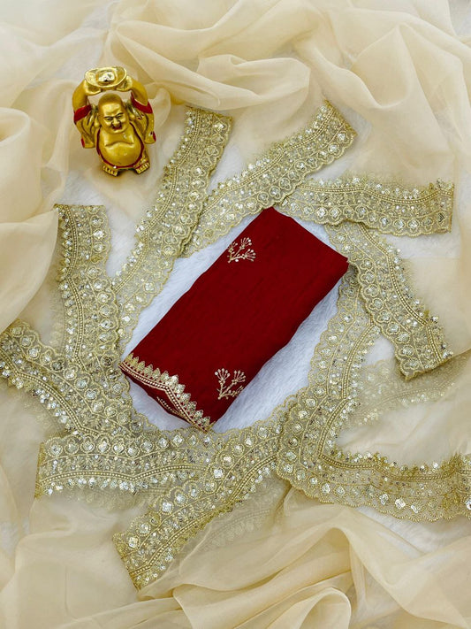 Golden Designer Nylon Organza Saree