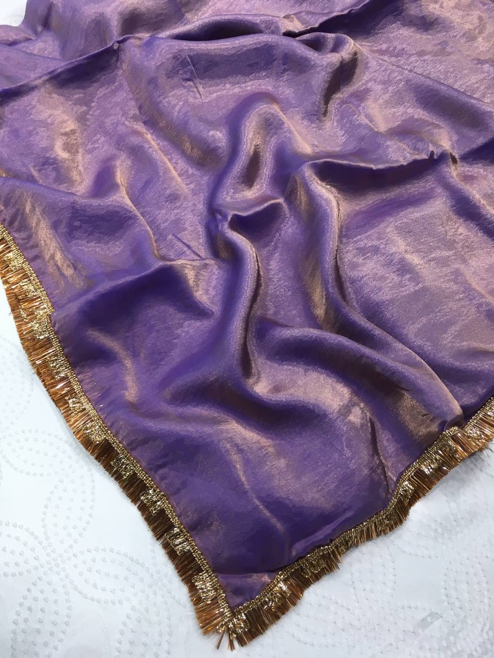 Golden Purple Party Wear Fendy Silk Saree