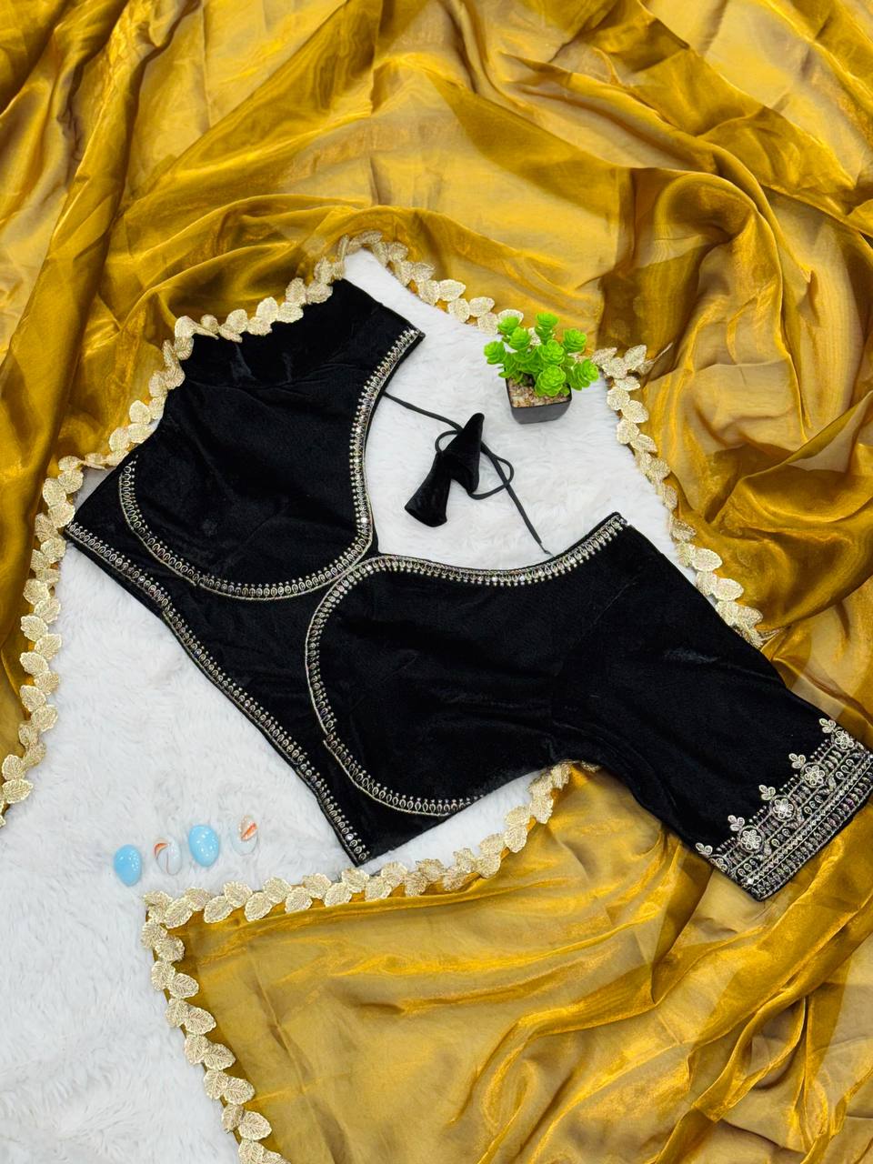 Golden Shining Tissue Silk Saree