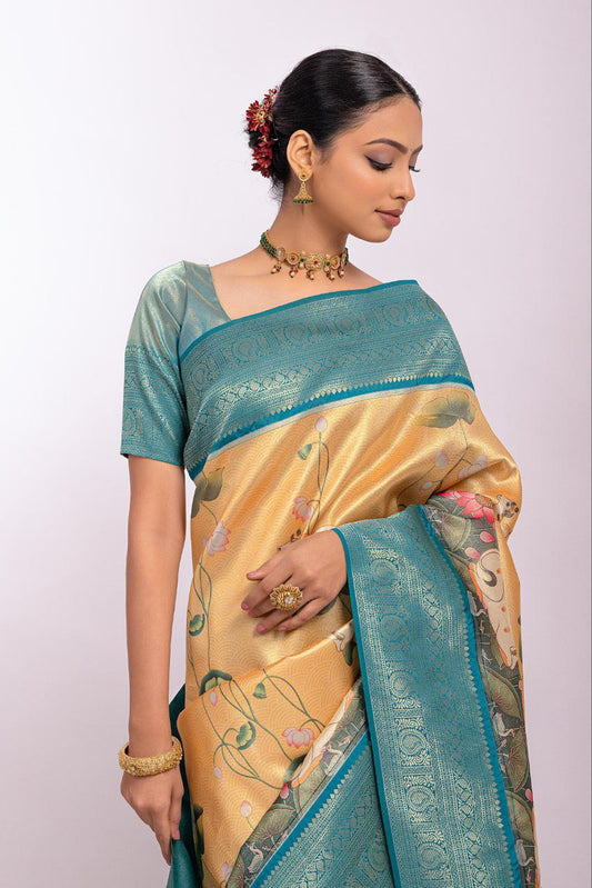 Golden Yellow Wedding Wear Kanjivaram Silk Saree