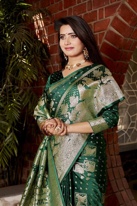 Green Pure Kanjivaram Soft Satin Silk Saree