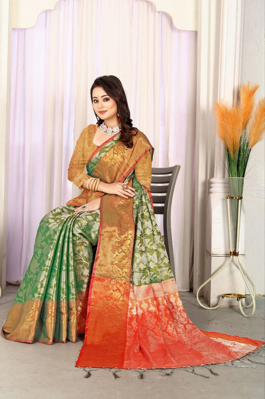 Green Wedding Wear Banarasi Silk Saree