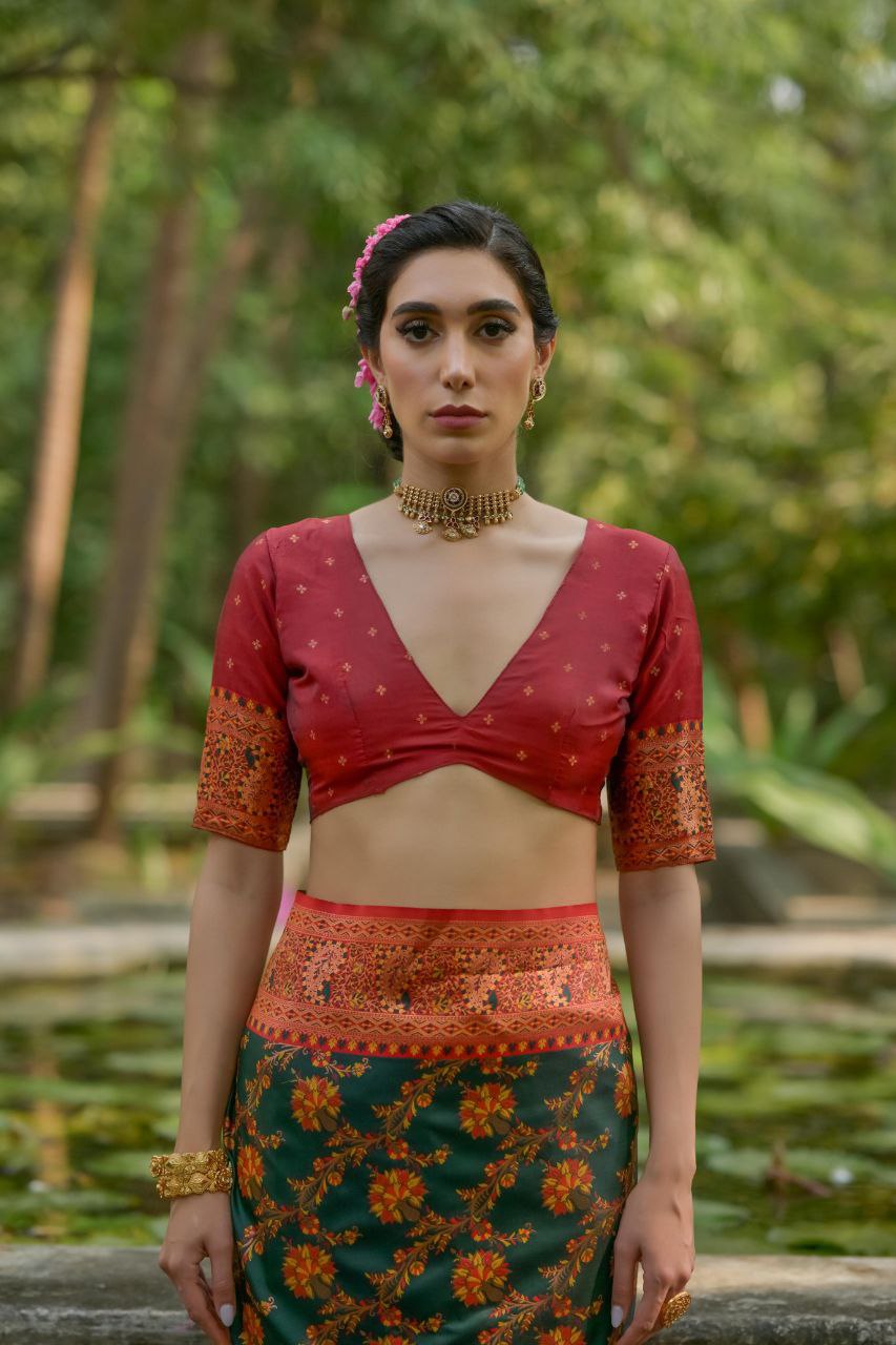 Green Wedding Wear Pashmina Silk Saree