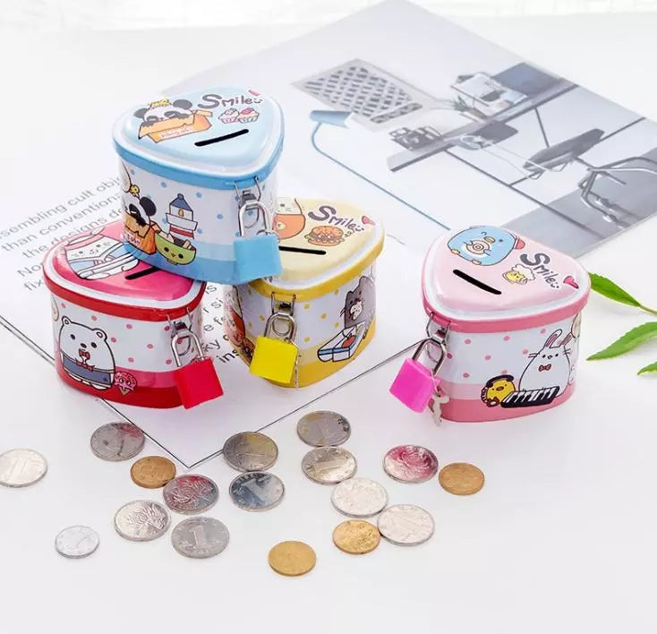 WS160.54Cute Cartoon Piggi Bank Safe Money Box With Lock Key