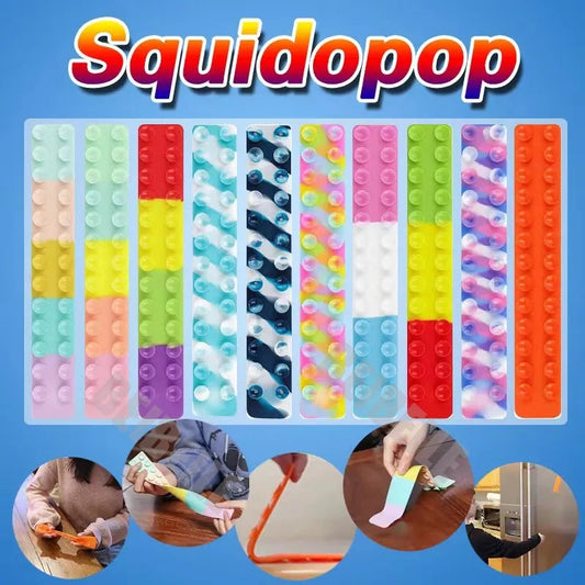 Suction Cup Squidpop Fidget Toy Square Pat Silicone Sheet Mix Rendom