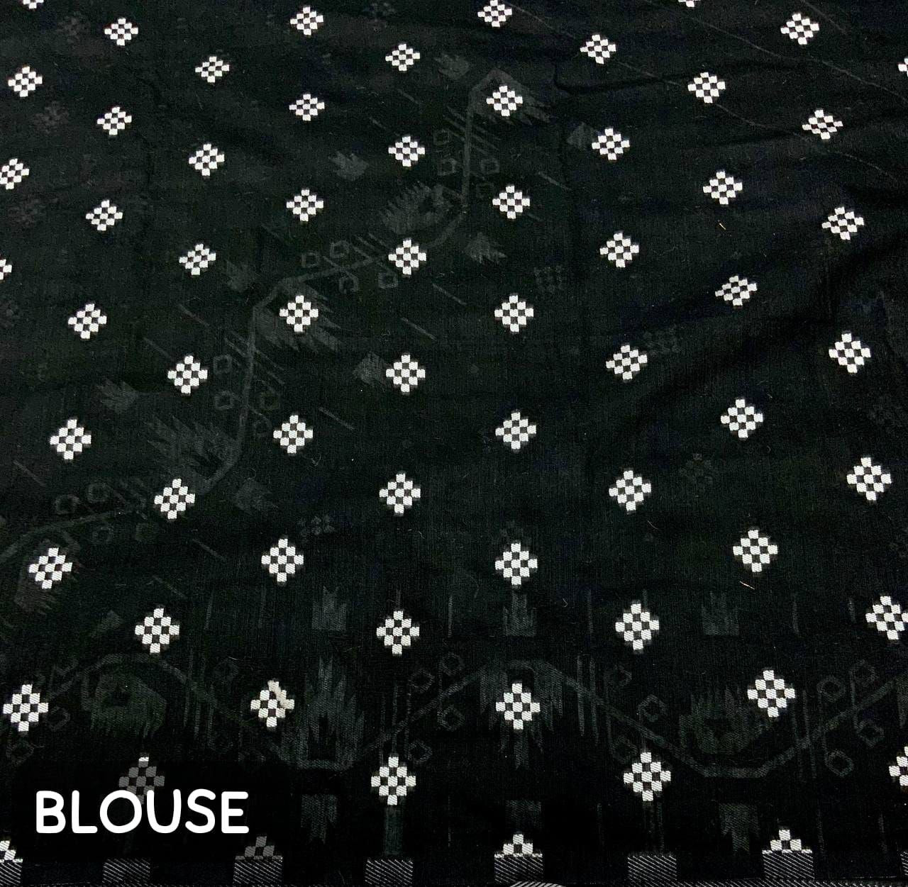 Black Ikkat Style Cotton Silk Saree