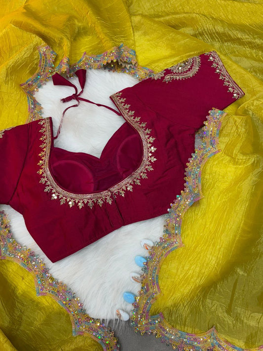 Indian Yellow Designer Gold Crush Saree