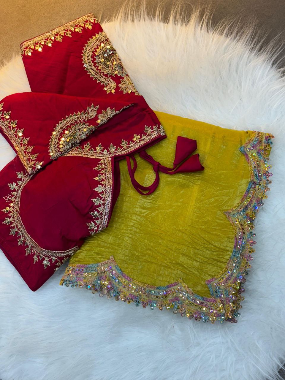 Indian Yellow Designer Gold Crush Saree